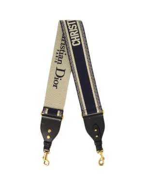 Christian Dior Blue Embroidered Canvas Book Shoulder Strap