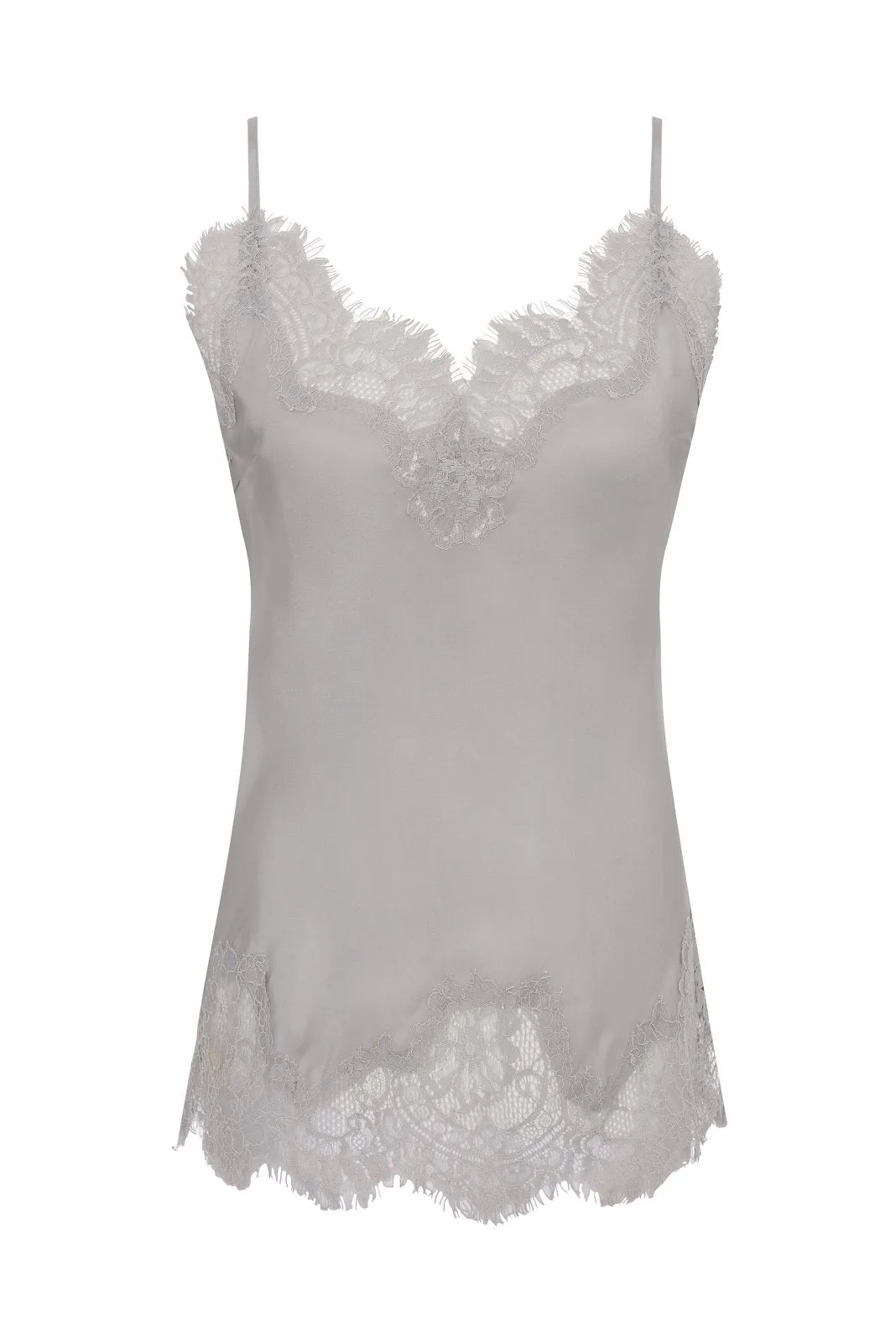 Coco Lace Silk Cami Ice Grey