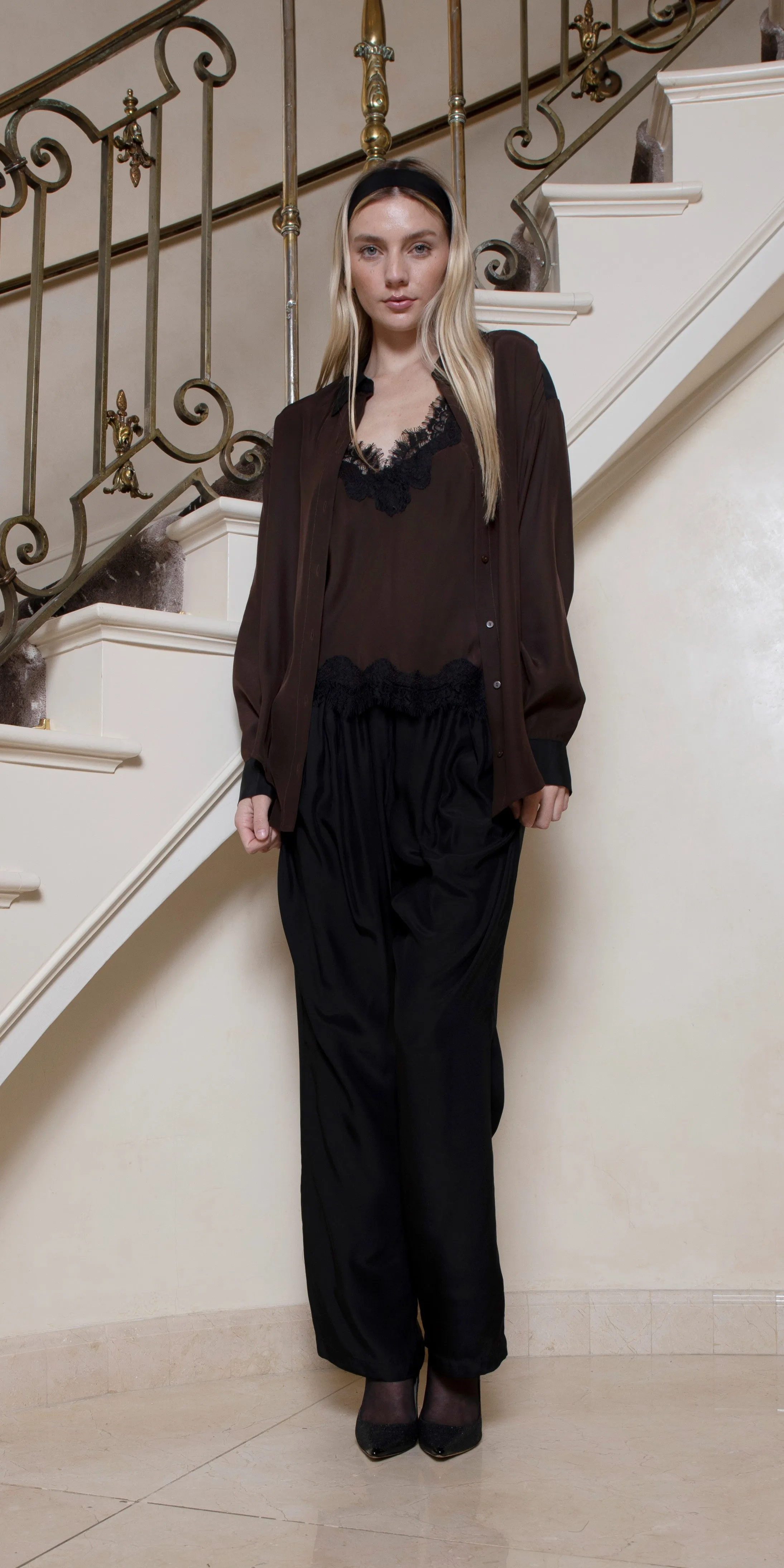 Contrast Lucy Crop Cami Dark Chocolate