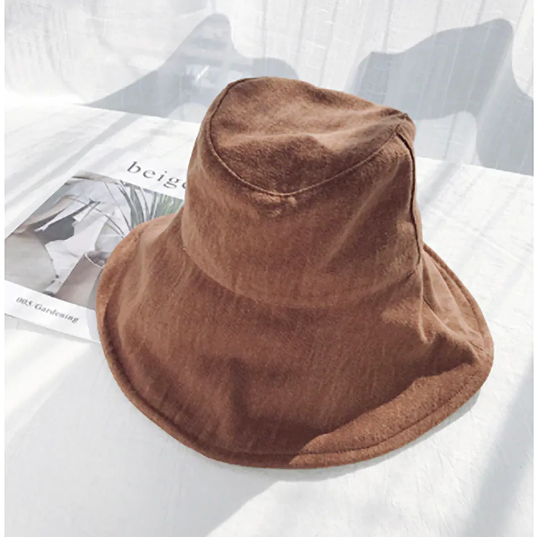 Cotton Floppy Bucket Hat - Brown