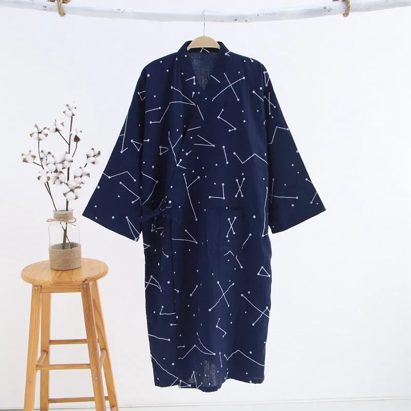 Cotton Gauze Lace-up Home Wear Cotton Moisture-wicking Clothing Kimono Robe