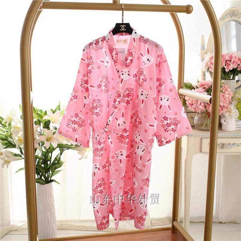 Cotton Gauze Lace-up Home Wear Cotton Moisture-wicking Clothing Kimono Robe