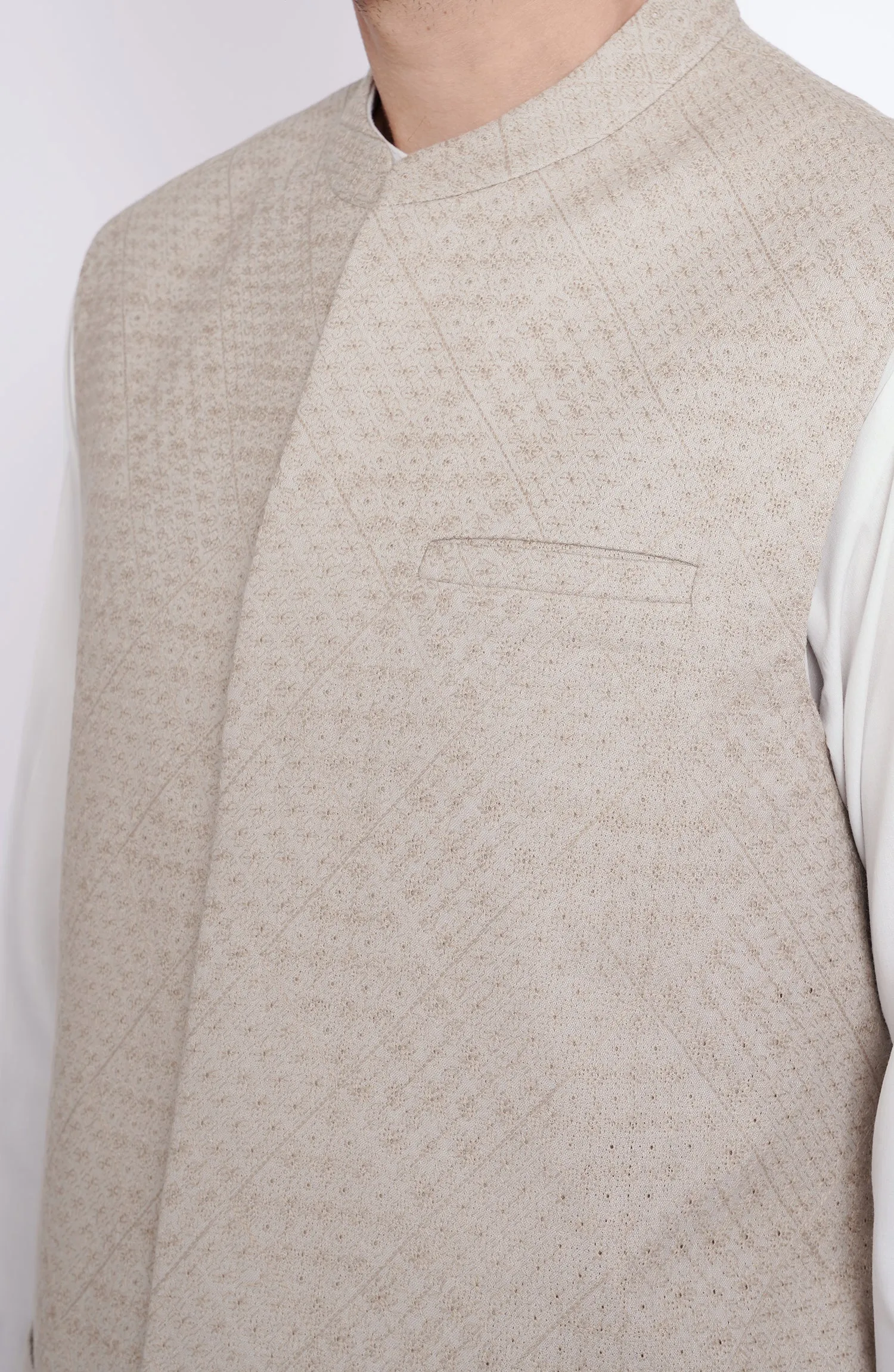 Cotton Linen Schiffli Mens Wai