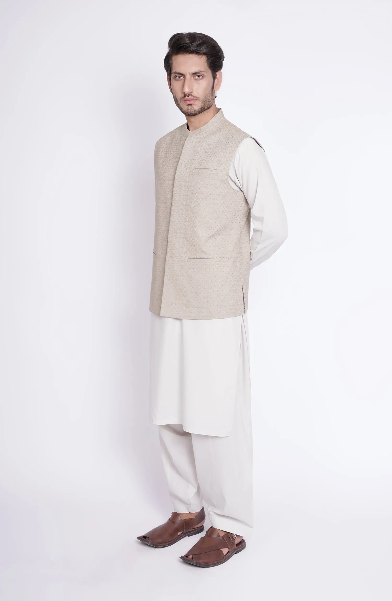 Cotton Linen Schiffli Mens Wai