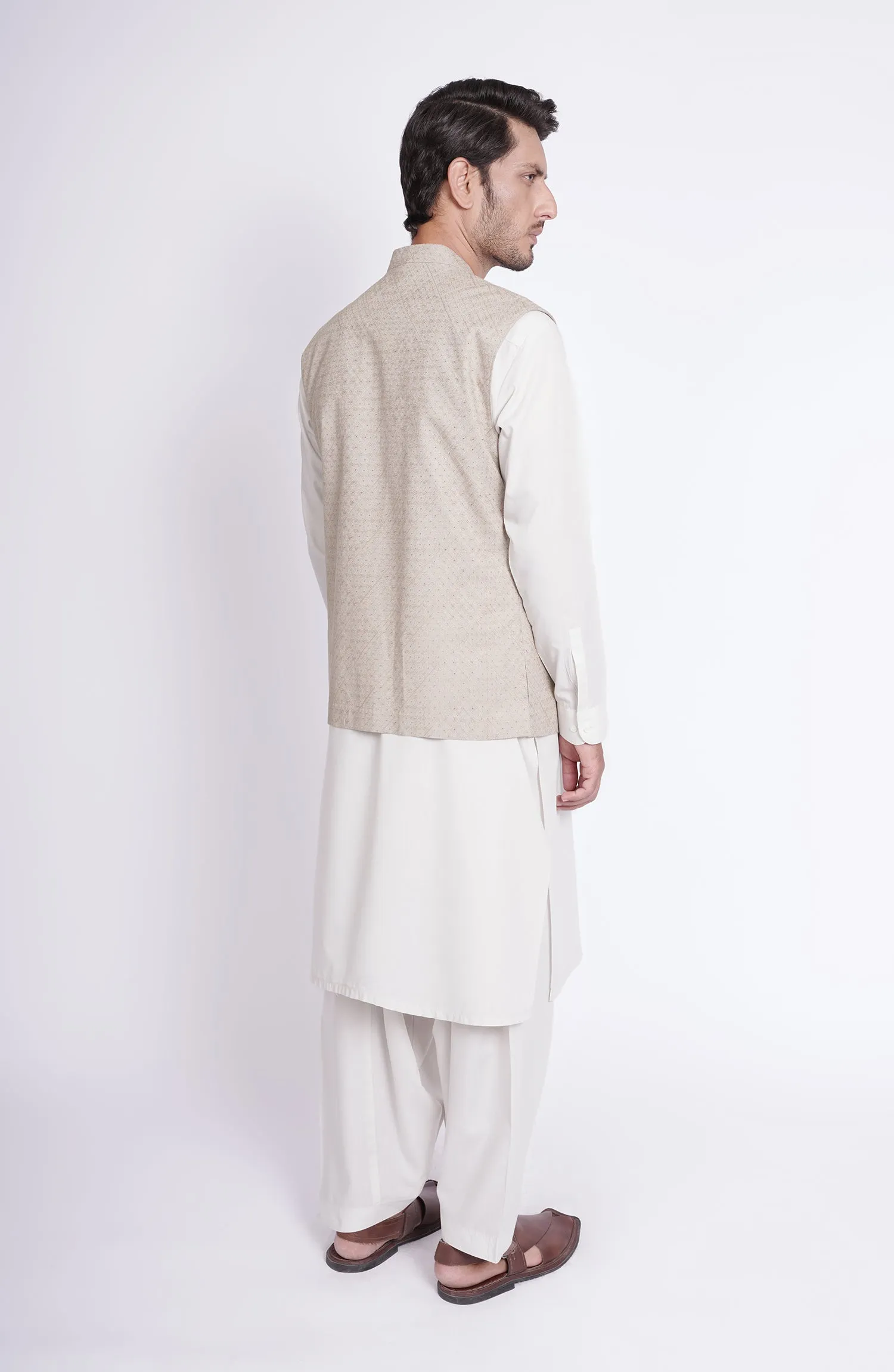 Cotton Linen Schiffli Mens Wai