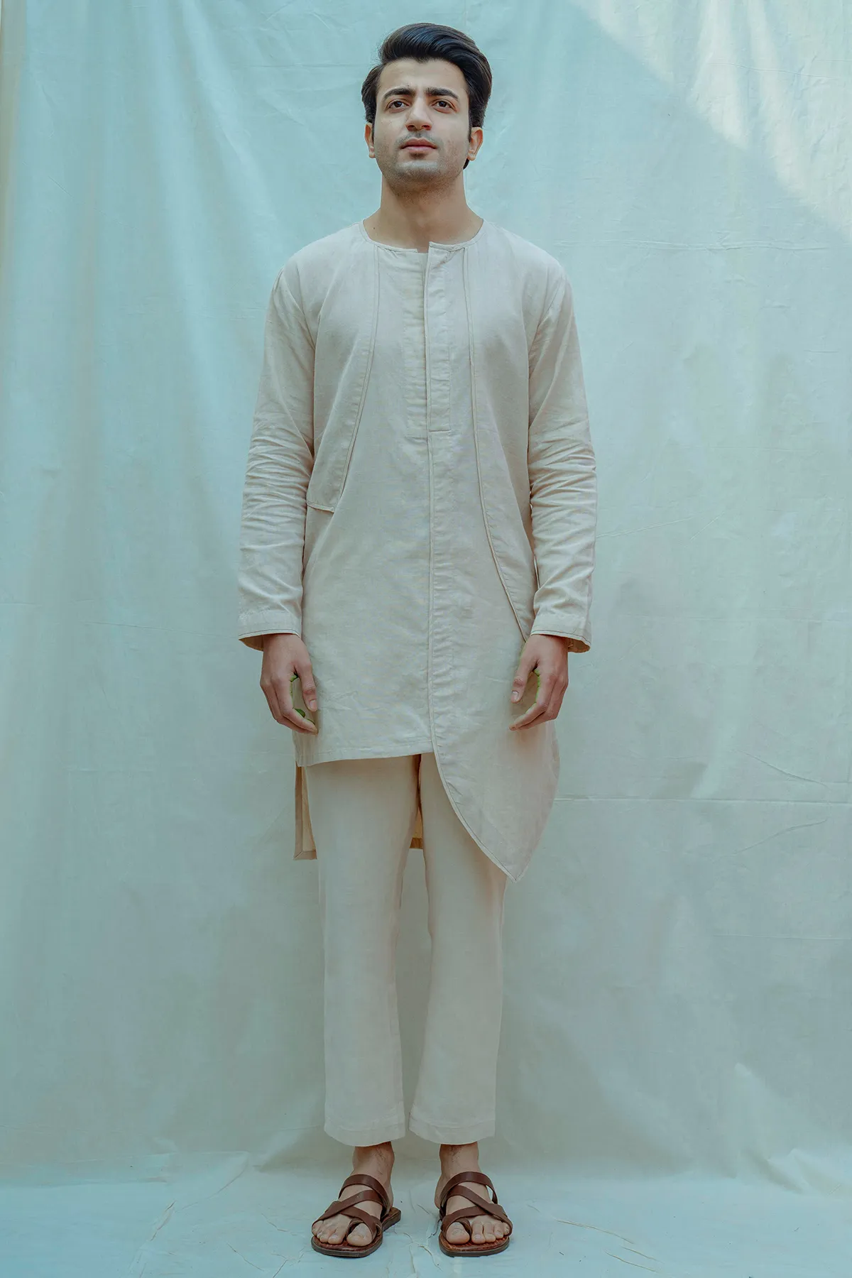 Cotton X Linen Beize Paneled Kurta