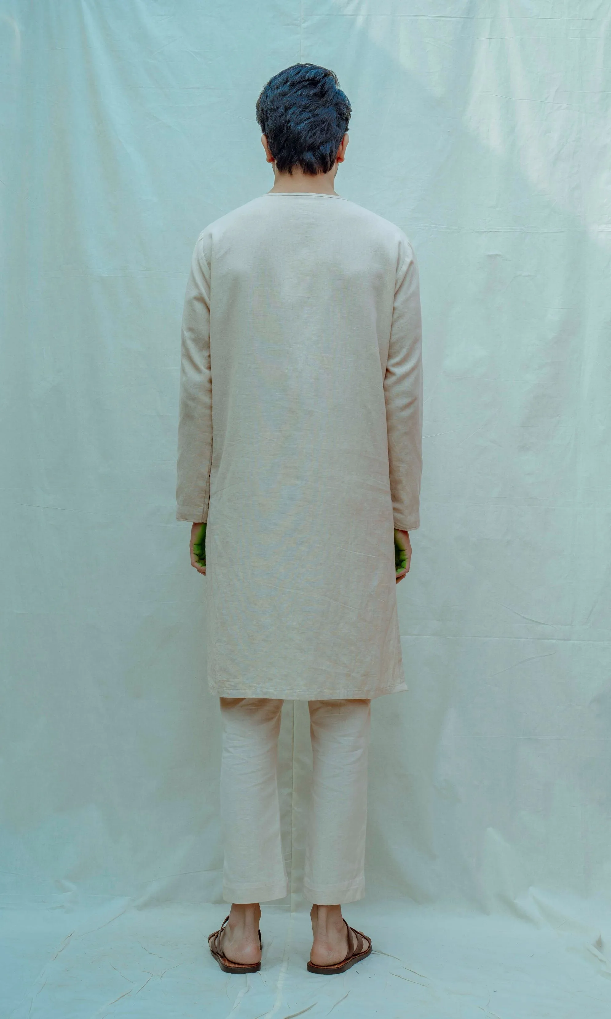 Cotton X Linen Beize Paneled Kurta