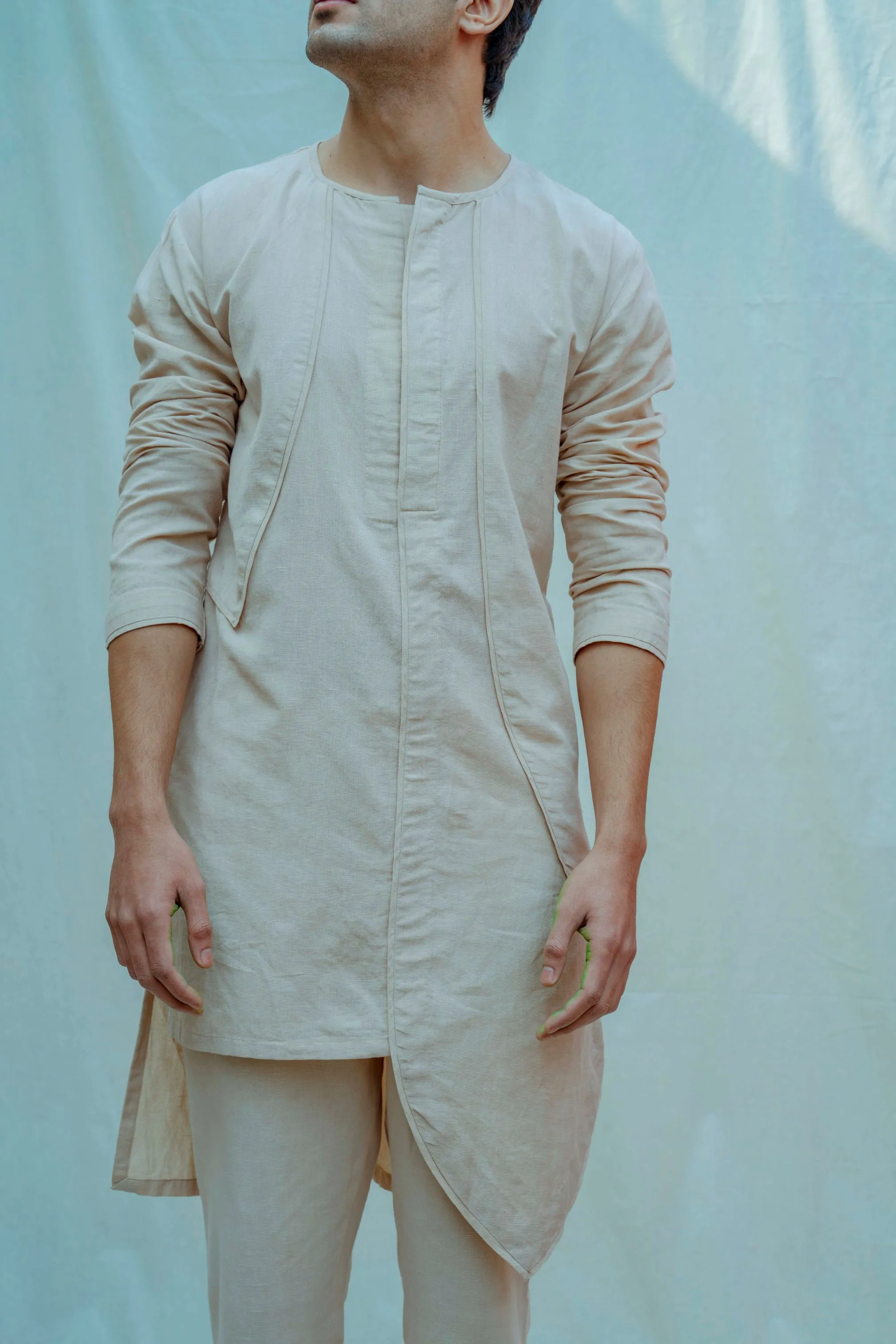 Cotton X Linen Beize Paneled Kurta