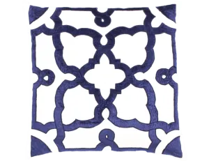 Creme Linen Navy Velvet Pillow - Callisto Home