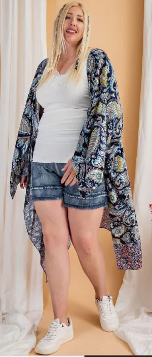 Curvy Magic Dance Kimono - Navy