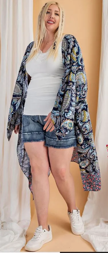 Curvy Magic Dance Kimono - Navy