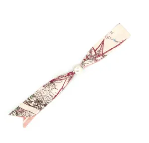 CUTE PATTERNED SILK NECK SCARF W/PEARL
