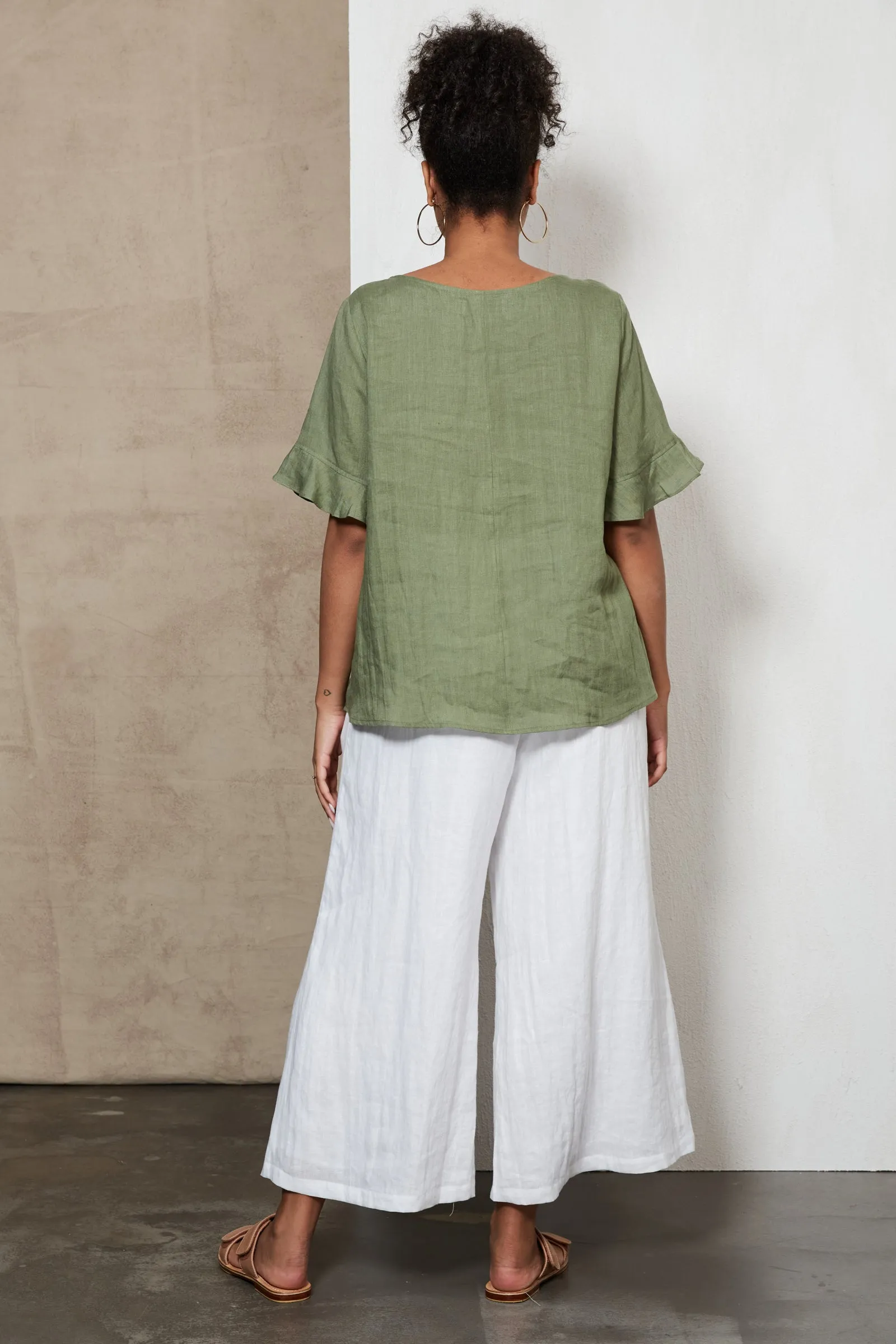 Eb & Ive Indica Ruched Top - Fern