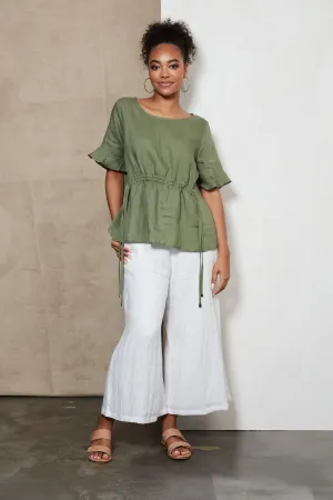 Eb & Ive Indica Ruched Top - Fern