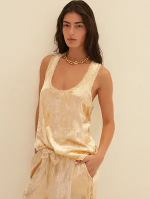 Embroidered Velvet Tank Top