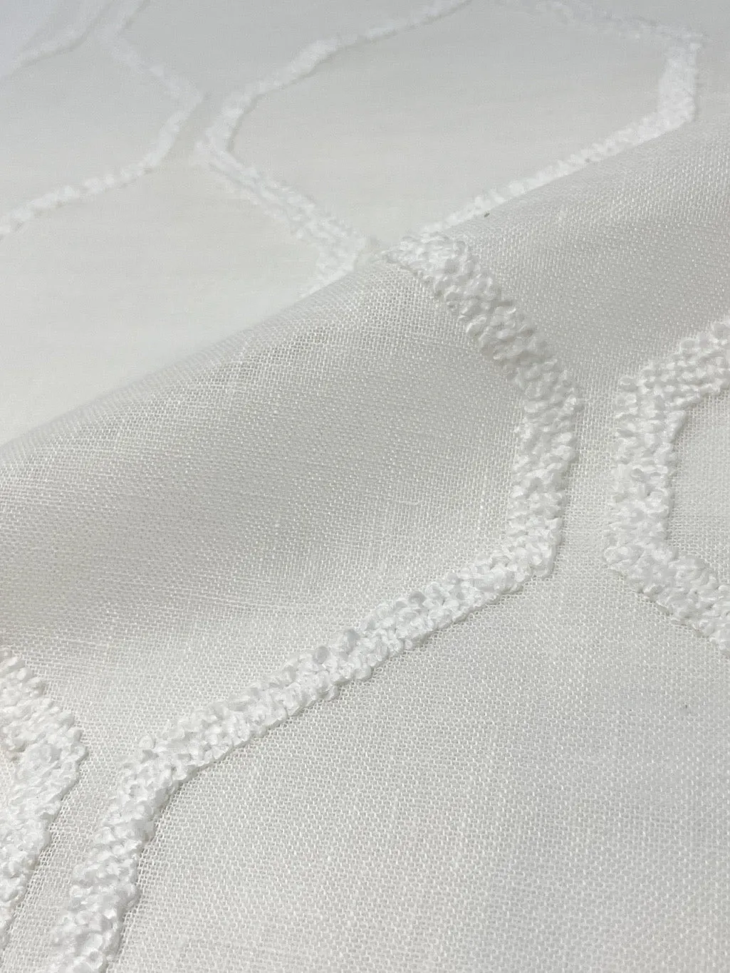 Embroidery Modern Geometric Blend Linen Sheer Fabric By The Yard/CL1133