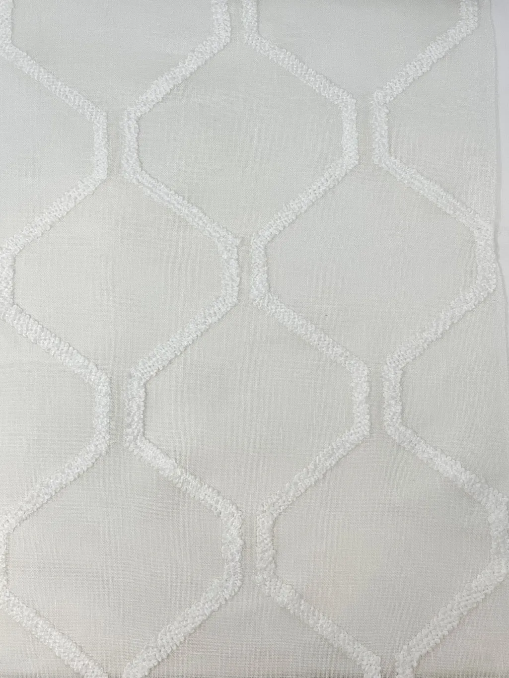 Embroidery Modern Geometric Blend Linen Sheer Fabric By The Yard/CL1133