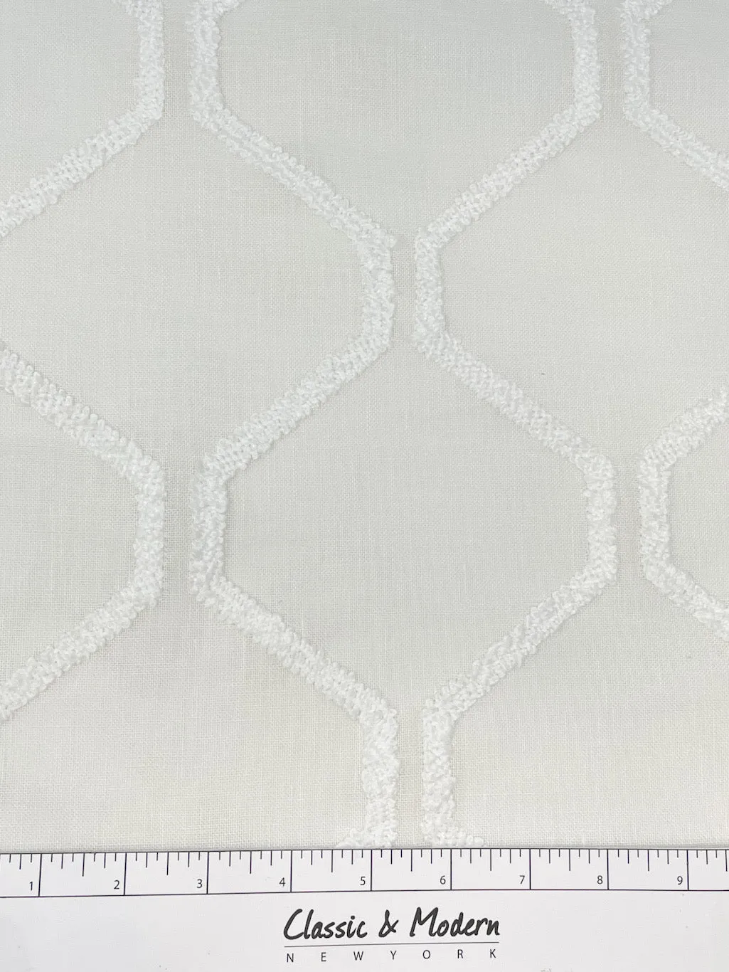 Embroidery Modern Geometric Blend Linen Sheer Fabric By The Yard/CL1133