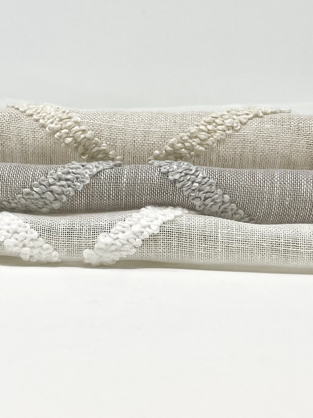 Embroidery Modern Geometric Blend Linen Sheer Fabric By The Yard/CL1133