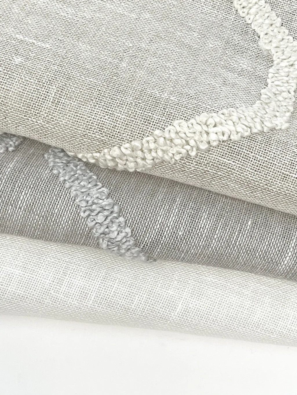 Embroidery Modern Geometric Blend Linen Sheer Fabric By The Yard/CL1133