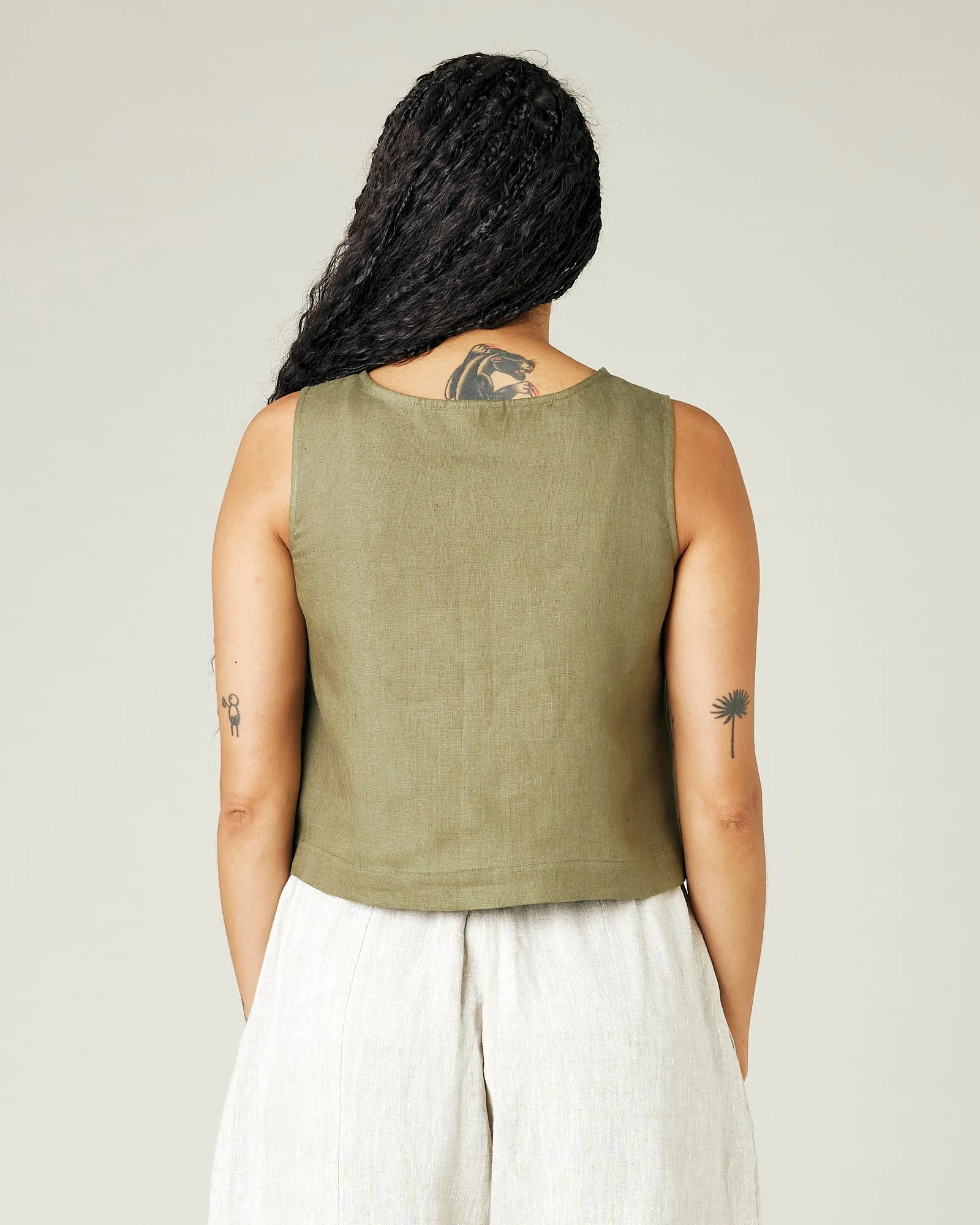 Esme Khaki Linen Top
