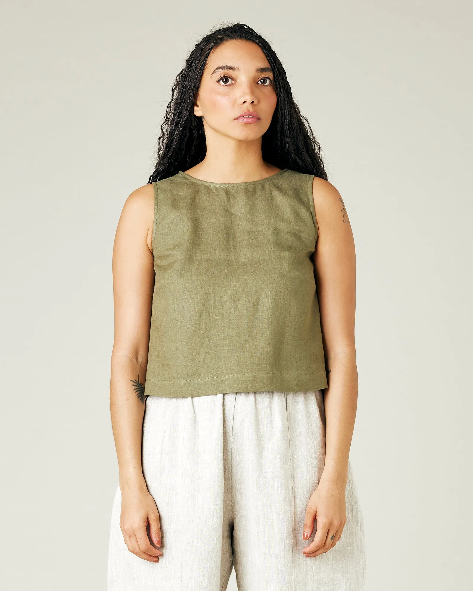 Esme Khaki Linen Top