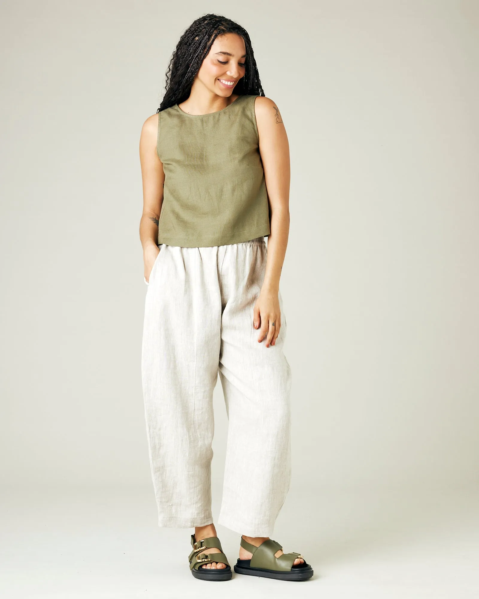 Esme Khaki Linen Top