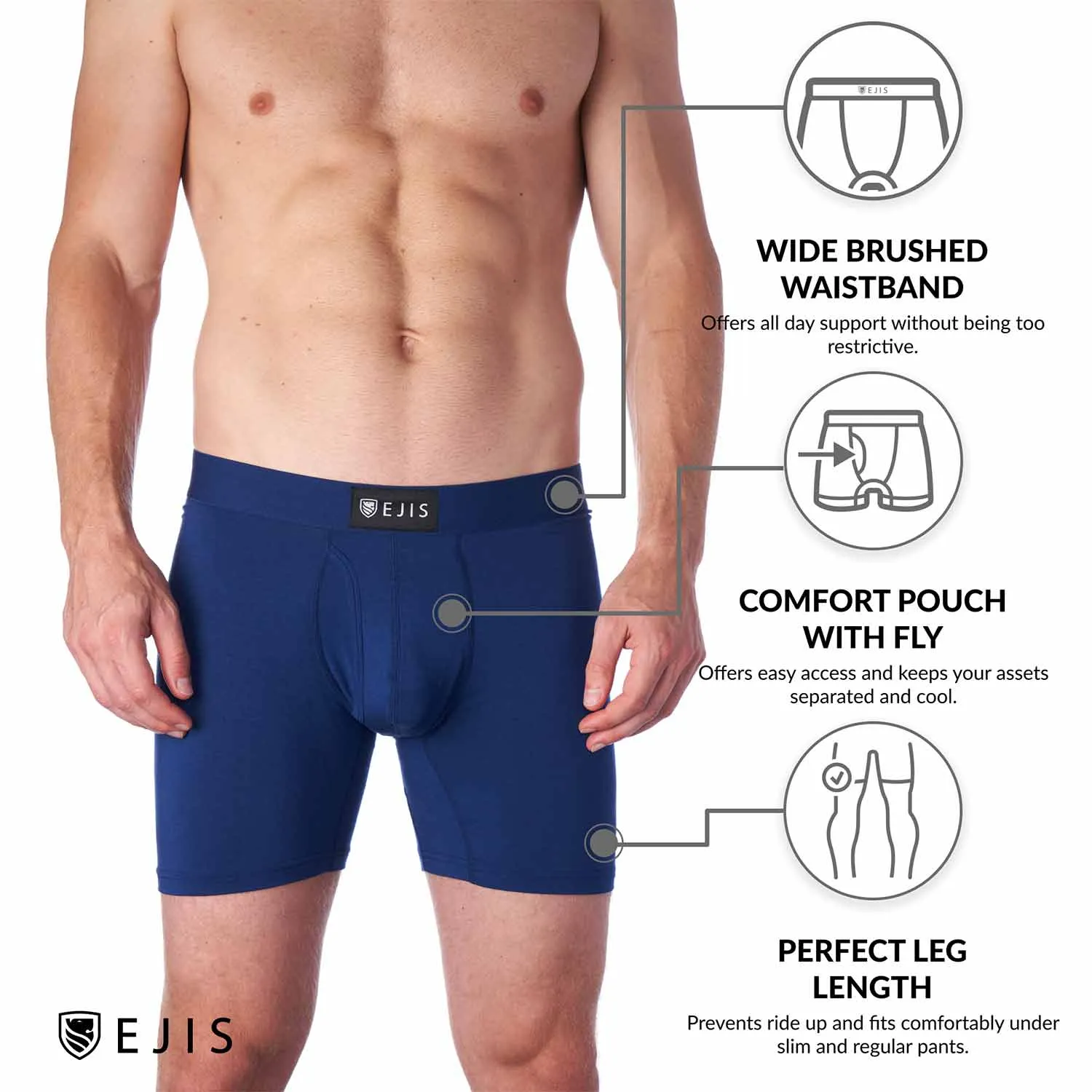 Essential Men's Boxer Briefs Underwear with Fly (1 Pack)