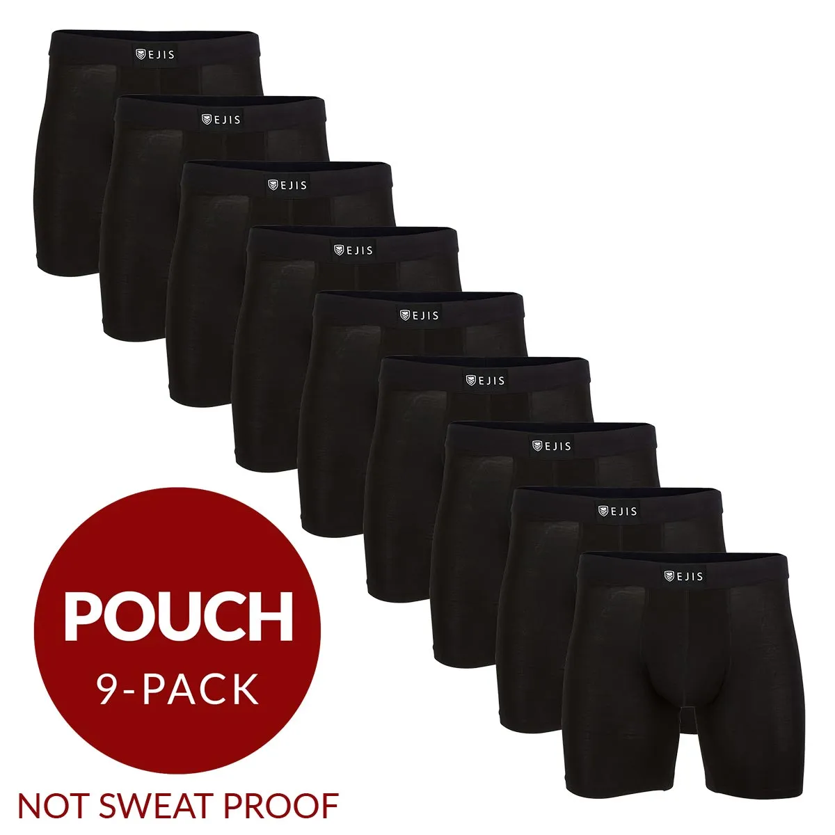 Essential Men's Boxer Briefs with Pouch - Black 9-Pack
