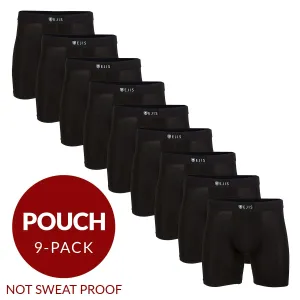 Essential Men's Boxer Briefs with Pouch - Black 9-Pack