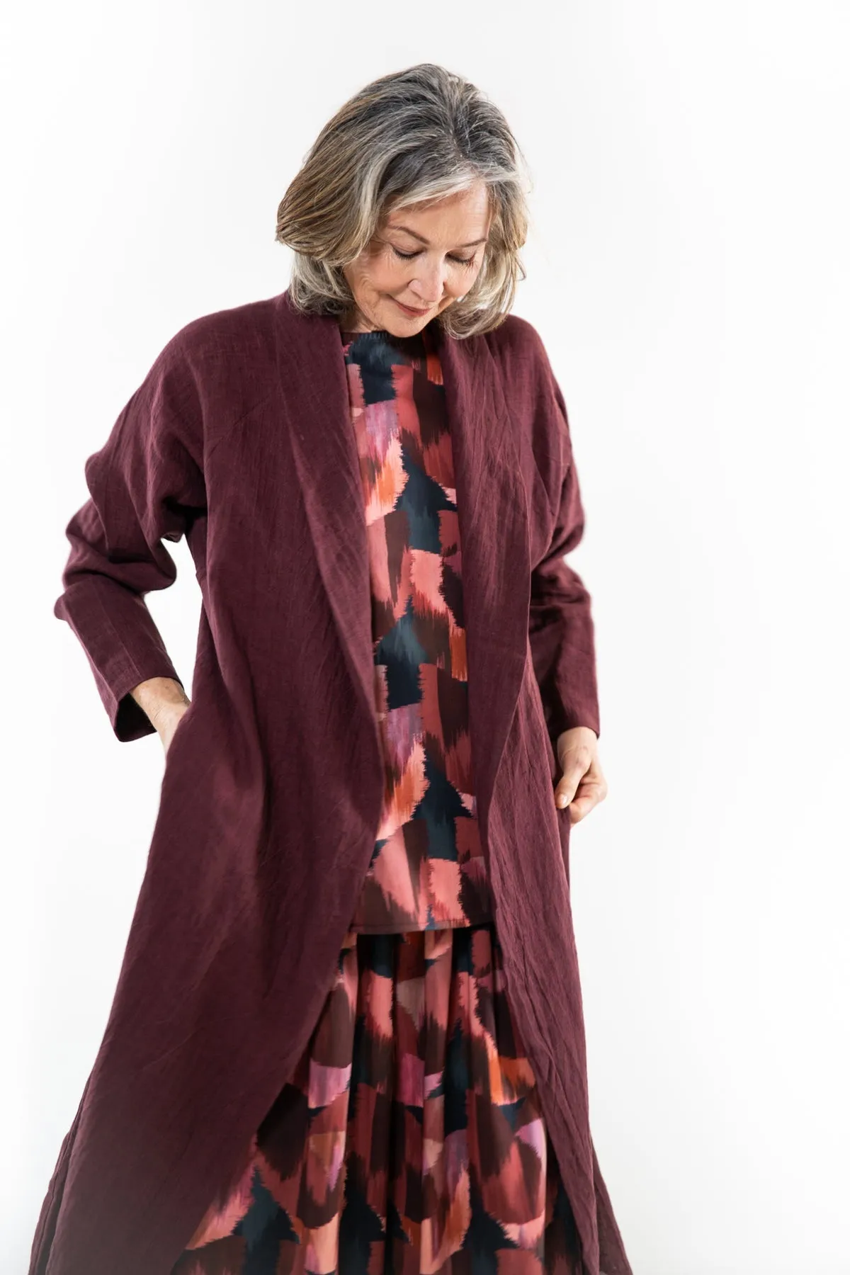 Eva’s Sunday ‘Taylor’ Linen Jacket - Merlot