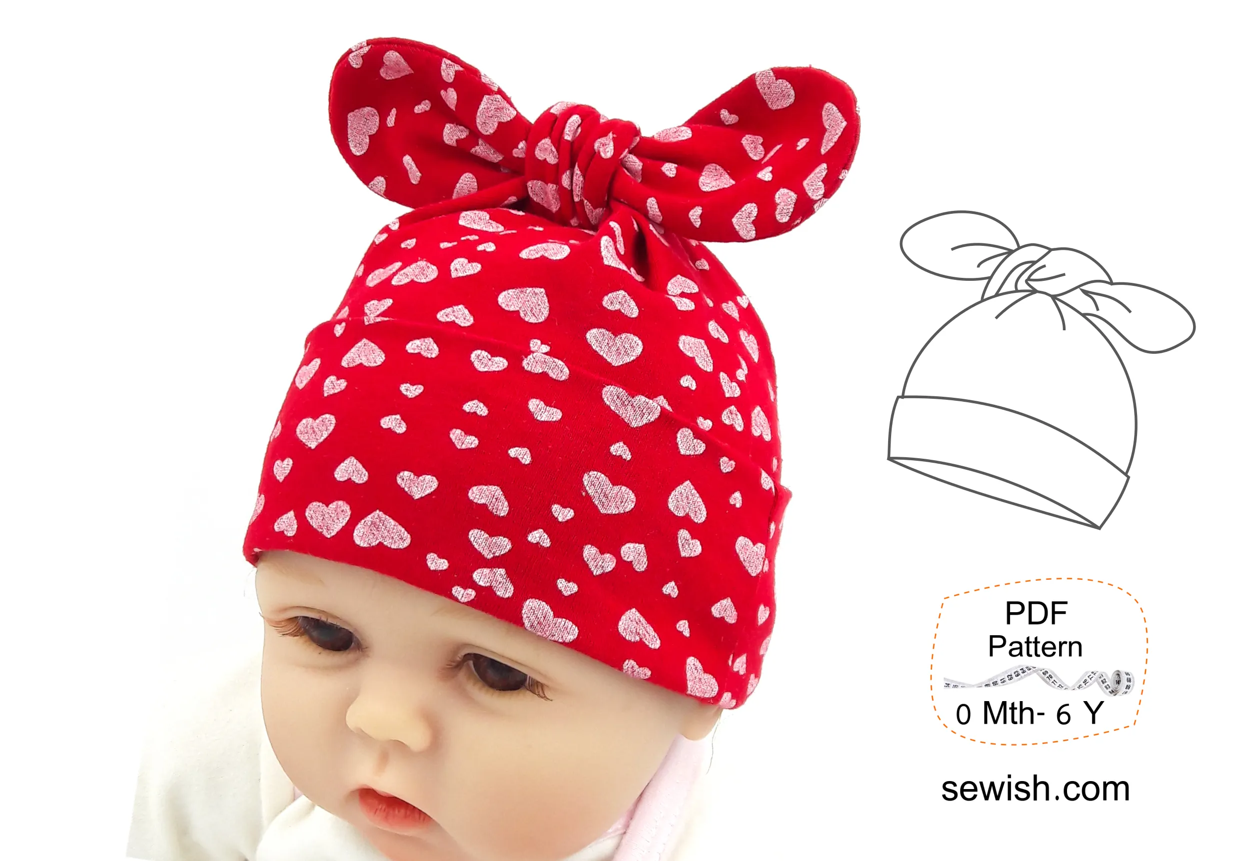 Flared Baby Pants Sewing Patterns,  Baby Hat Sewing Patterns, Sizes 0 Month-6 YEARS