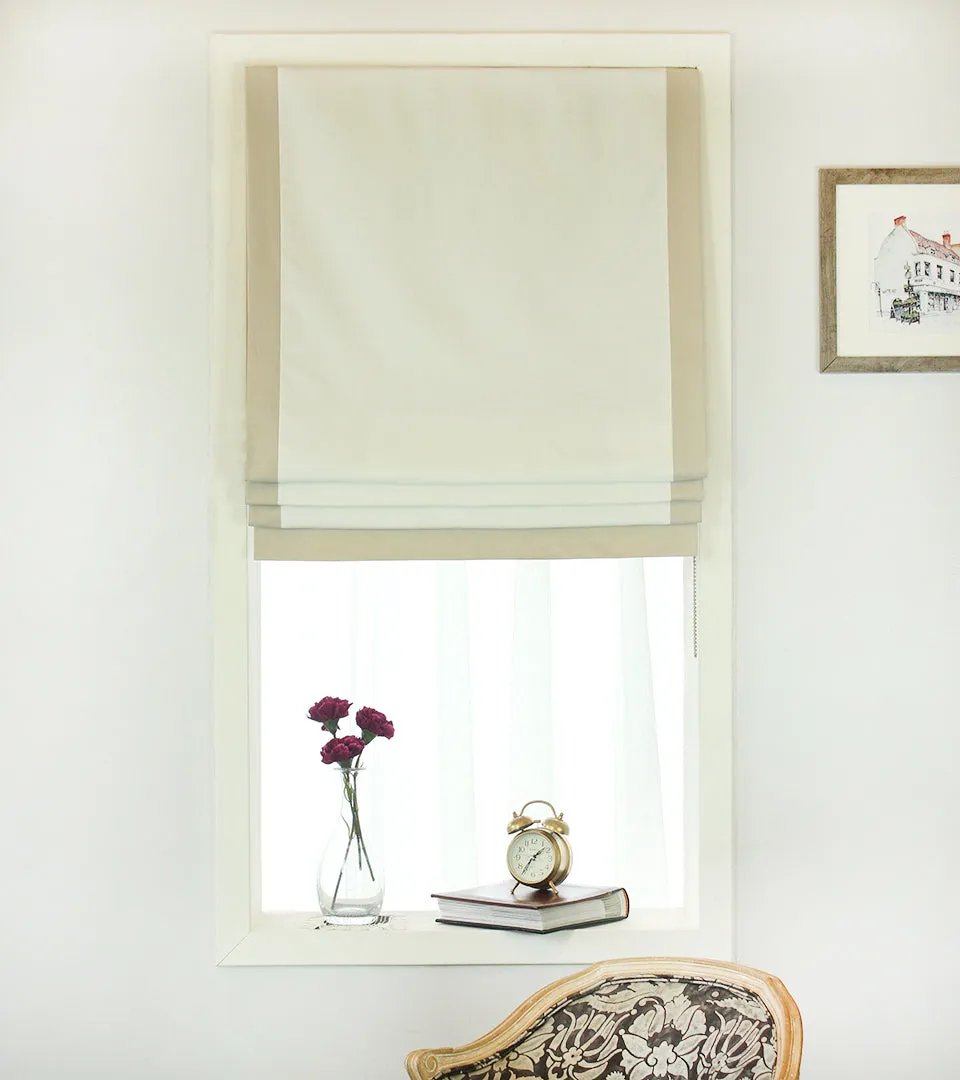 Flat Roman Shades with Band Bordered beige khaki/CL1010