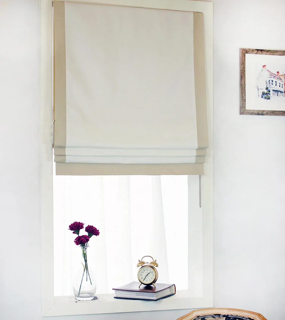Flat Roman Shades with Band Bordered beige khaki/CL1010