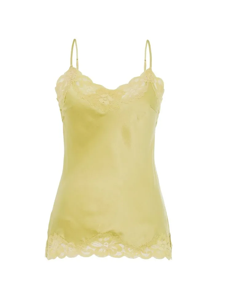 Floral Lace Silk Cami Acid Yellow