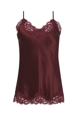 Floral Lace Silk Cami Bordeaux