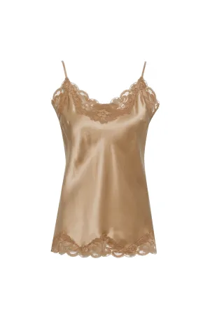 Floral Lace Silk Cami Dune Sand