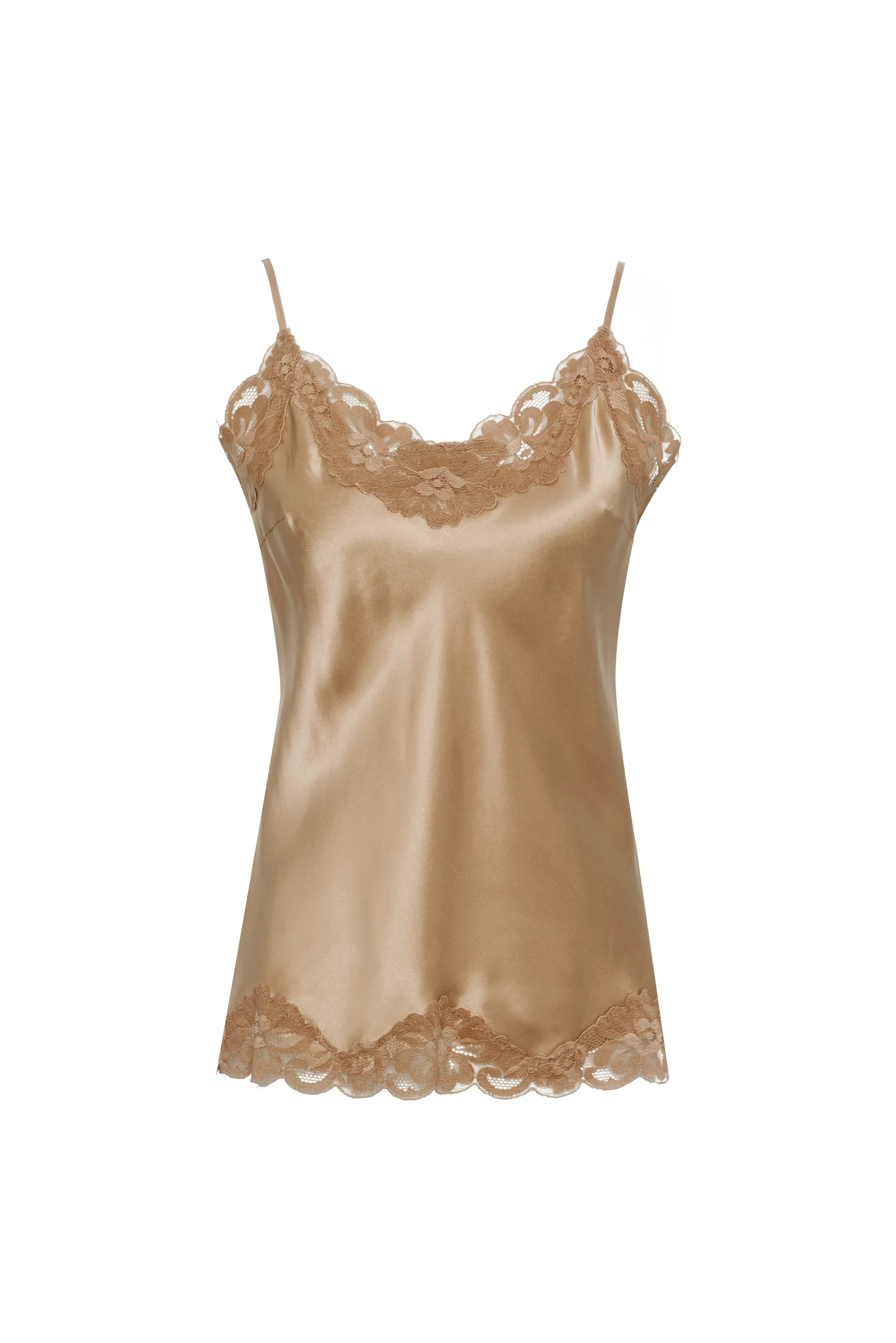 Floral Lace Silk Cami Dune Sand