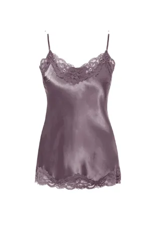 Floral Lace Silk Cami Muted Plum