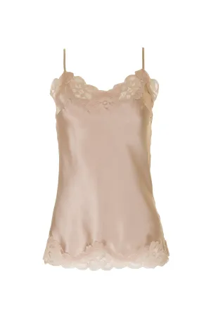 Floral Lace Silk Cami Sand Shell