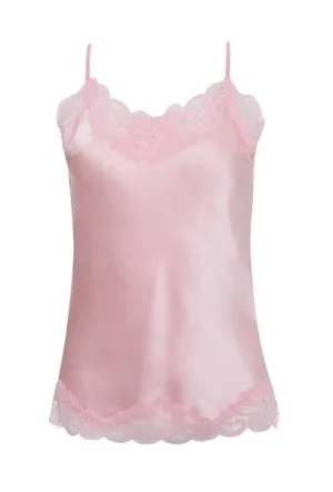 Floral Lace Silk Cami Soft Pink