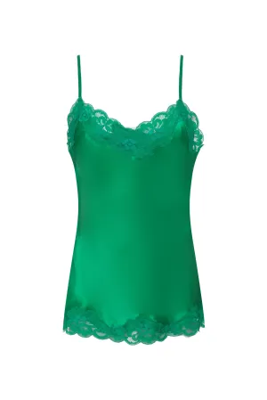 Floral Lace Silk Cami Tourmaline Green