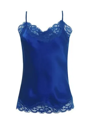 Floral Lace Silk Cami True Blue