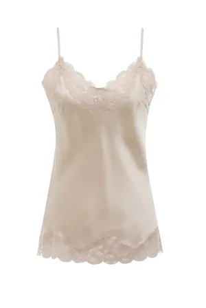 Floral Lace Silk Cami Vanilla