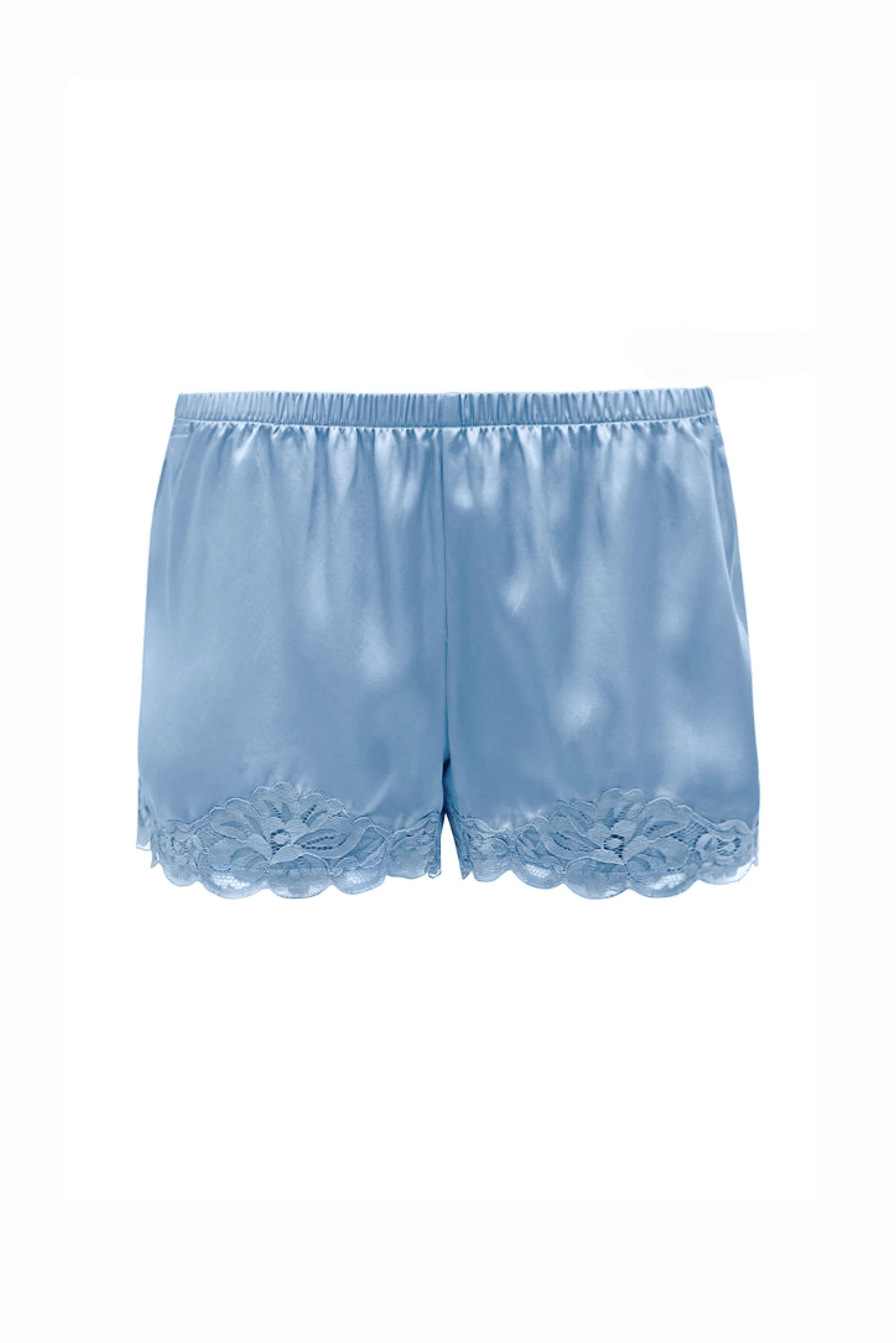 Floral Lace Silk Shorts - Cerulean Blue