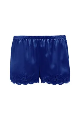 Floral Lace Silk Shorts Night Blue
