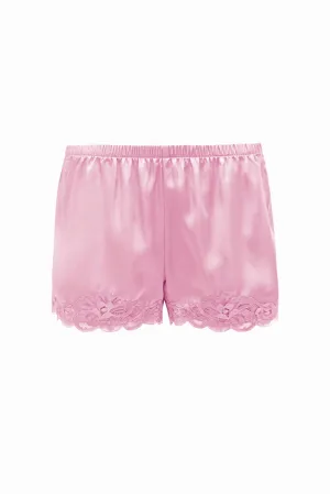 Floral Lace Silk Shorts - Pretty In Pink