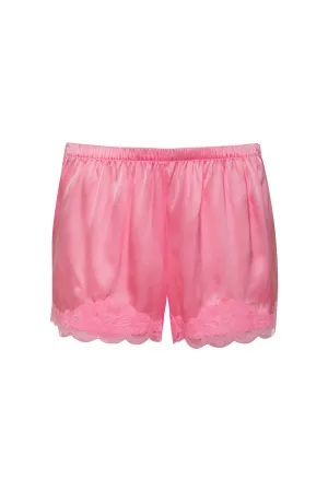Floral Lace Silk Shorts Rose Pink