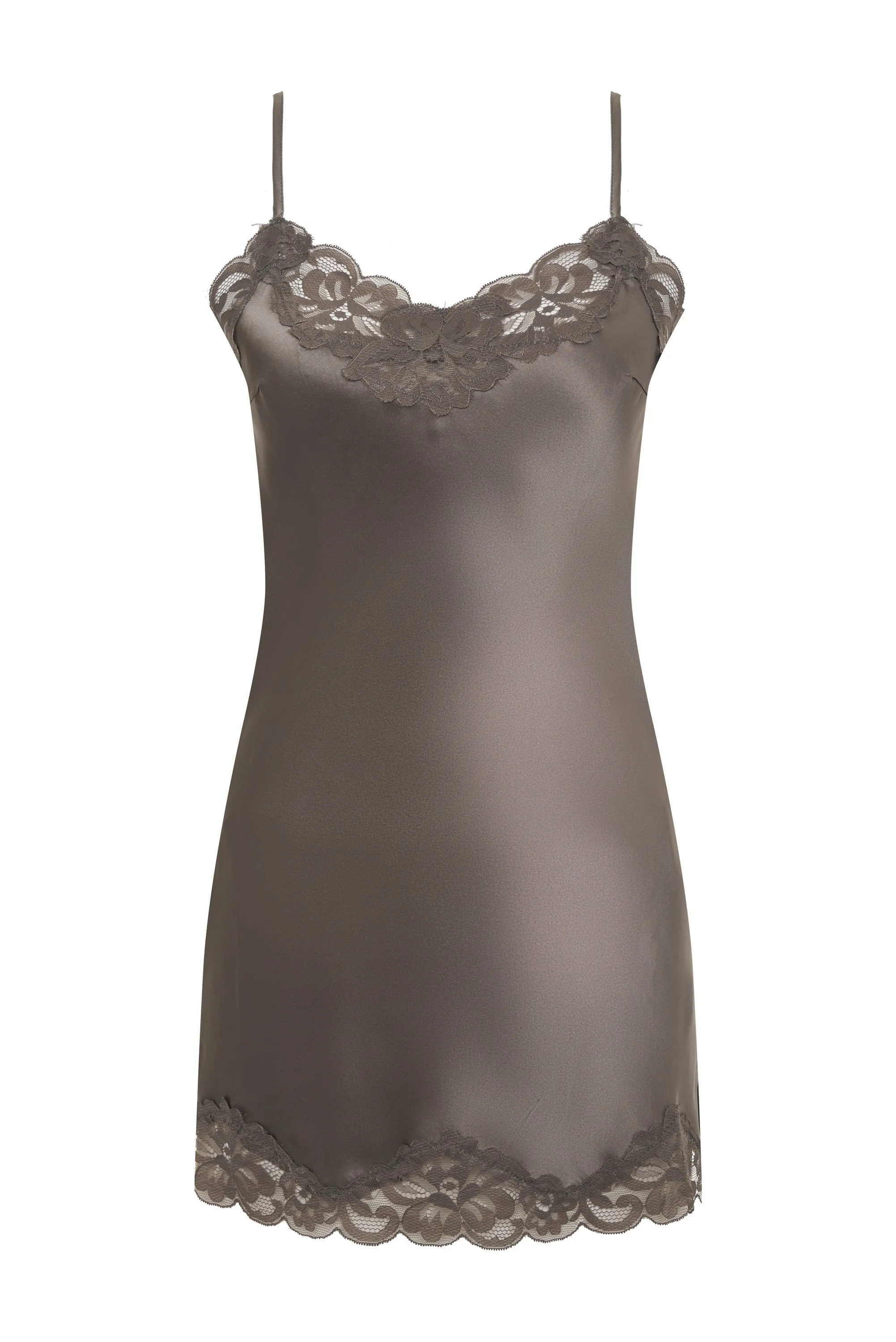 Floral Lace Silk Tunic Dove