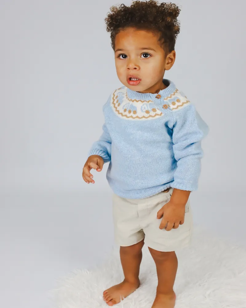 Foque Boys Blue Jumper & Cord Shorts Set